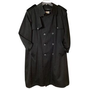 Vintage London Fog Double-Breasted Black‎ Trench Coat Men's Size 46 Regular